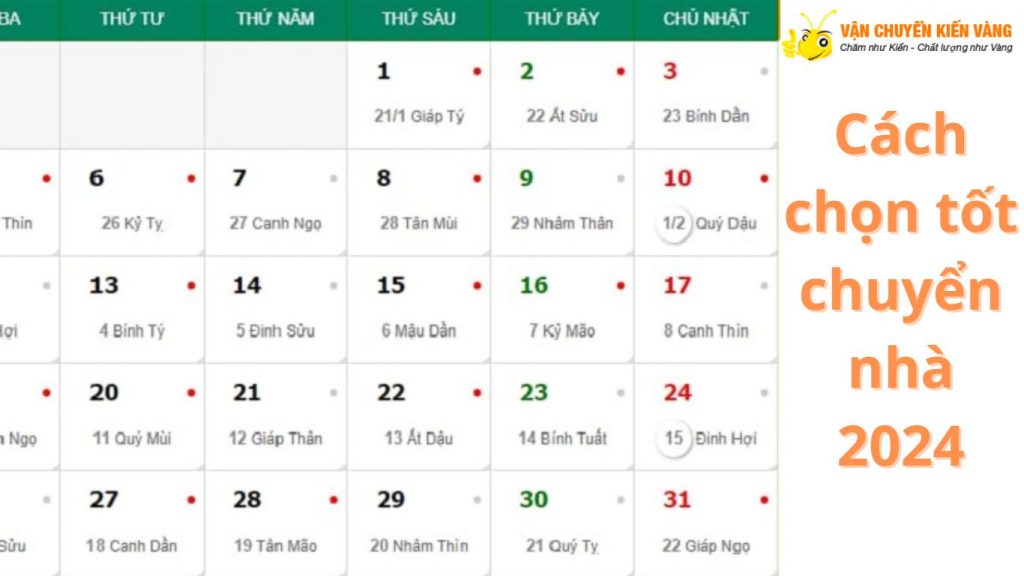 cách chọn ngày tốt chuyển nhà